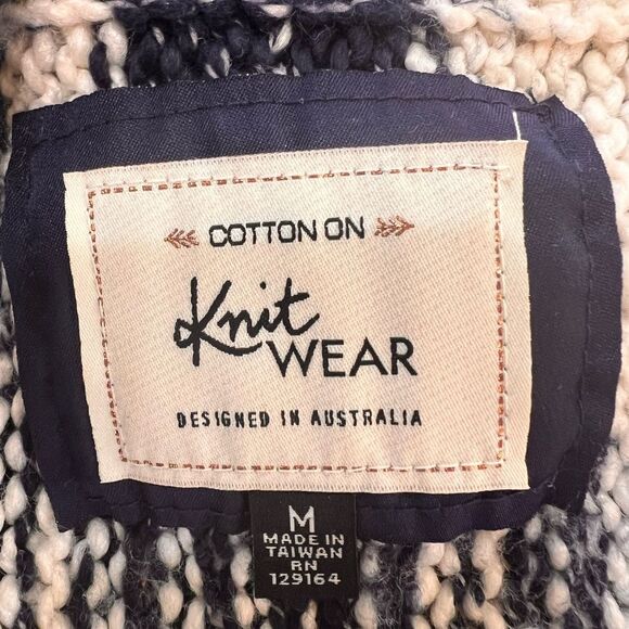 Cotton On Blue Cream Space Dye Marled Knit Draped High Low Cardigan Coastal M - Picture 5 of 5